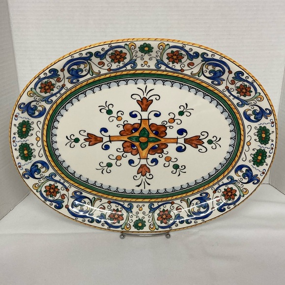 Beautiful Bonvida Multicolor Floral Pattern Platter Made in Portugal 16”X12” - Picture 1 of 9
